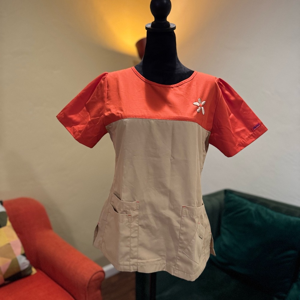 Scrub top with Embroidered Detail